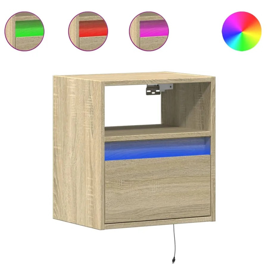 Meuble TV mural avec lumières LED chêne sonoma 41x31x45 cm - 2