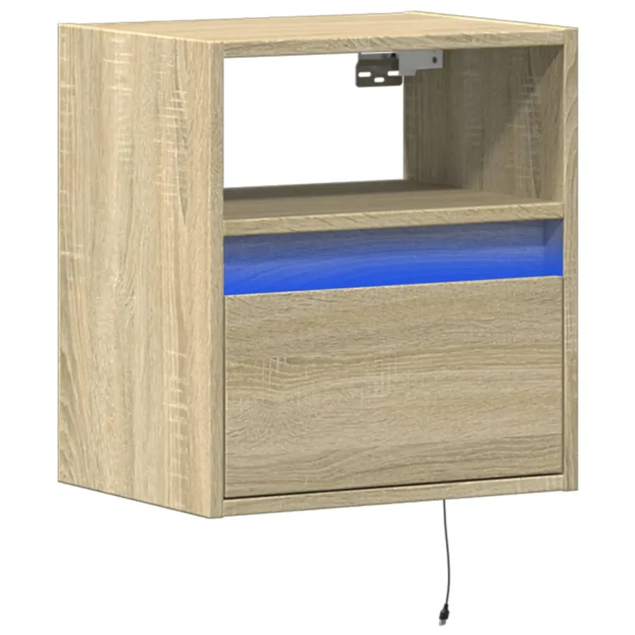 Meuble TV mural avec lumières LED chêne sonoma 41x31x45 cm - 3