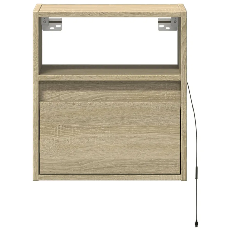 Table de chevet murale avec lumières LED chêne sonoma - 6
