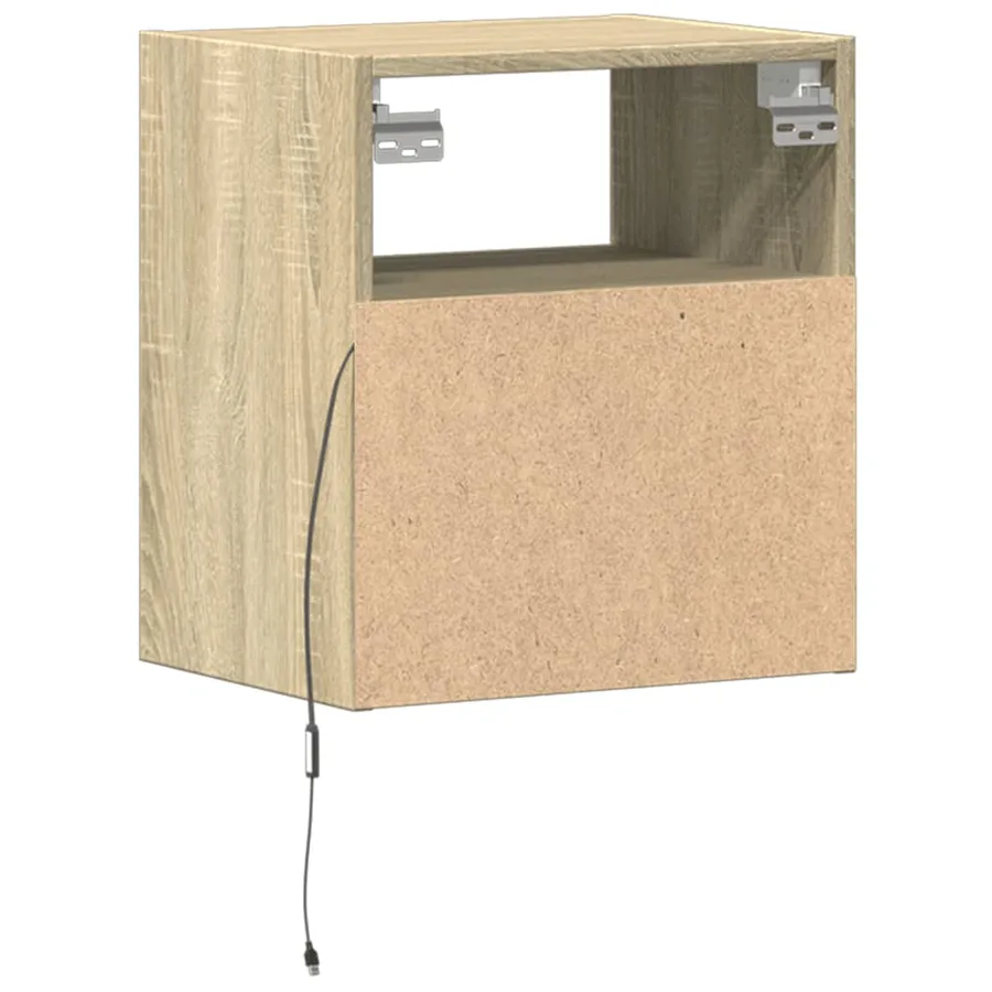 Table de chevet murale avec lumières LED chêne sonoma - 8