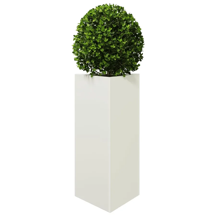 Jardinières 2 pcs blanc triangulaire 40x34,5x75 cm acier - 4
