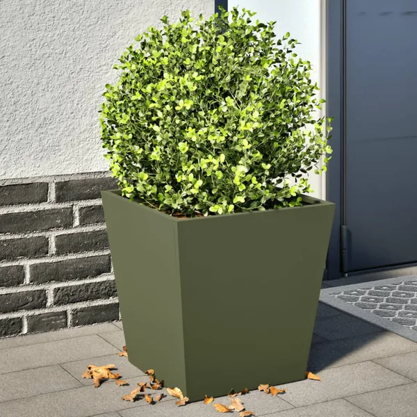 Jardinières 2 pcs vert olive 40x40x40 cm acier