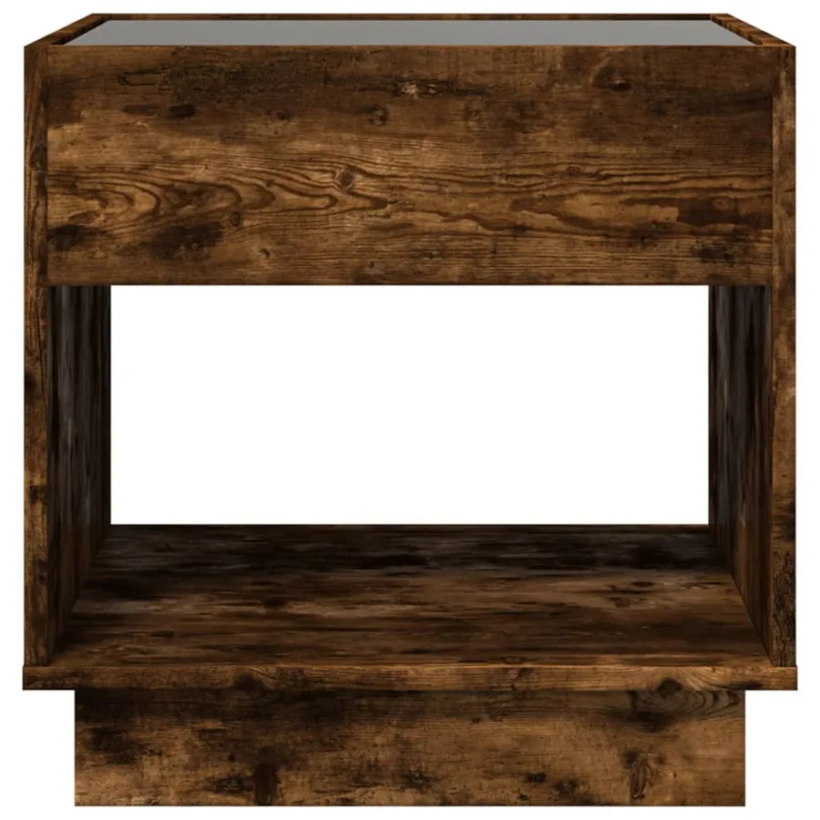 Table de chevet avec LED infini chêne fumé 50x50x50 cm - 6