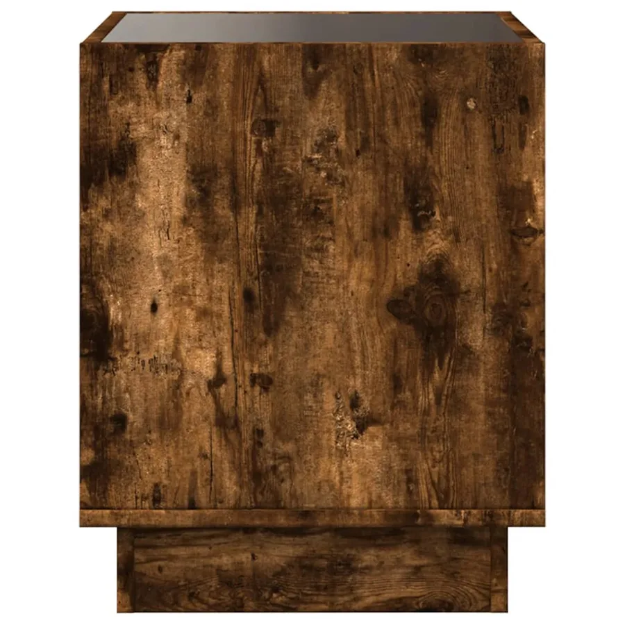 Table de chevet avec LED infini chêne fumé 50x50x50 cm - 7