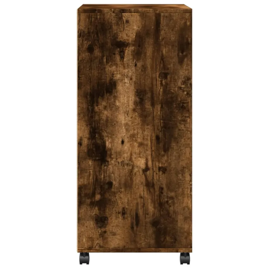 Armoire à roulettes chêne fumé 55x40x91 cm bois d'ingénierie - 5