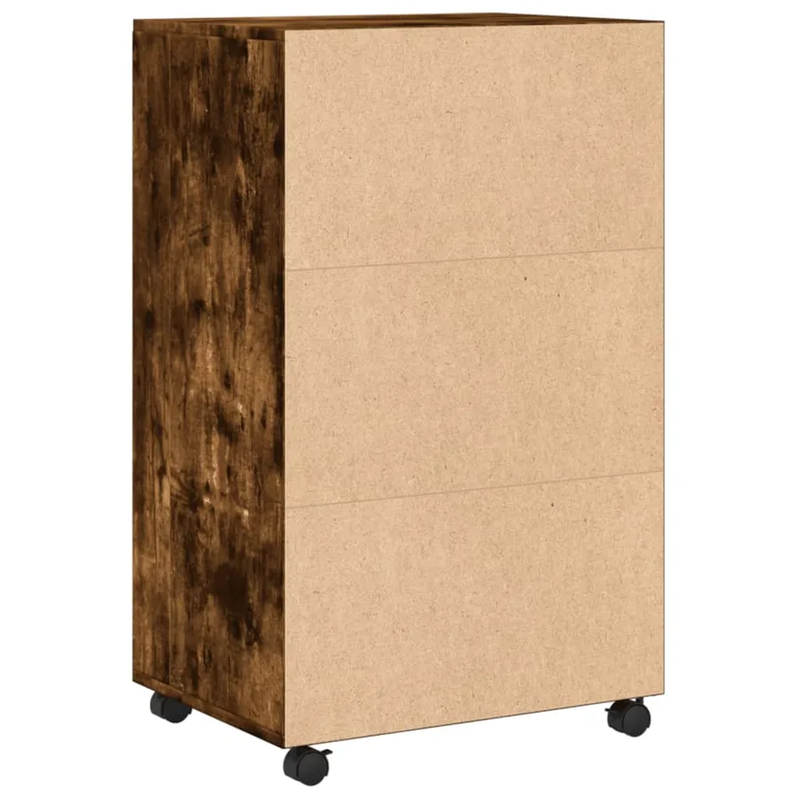 Armoire à roulettes chêne fumé 55x40x91 cm bois d'ingénierie - 6