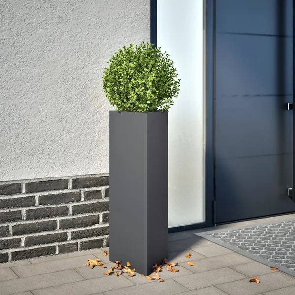 Jardinières 2 pcs anthracite triangulaire 30x26x75 cm acier