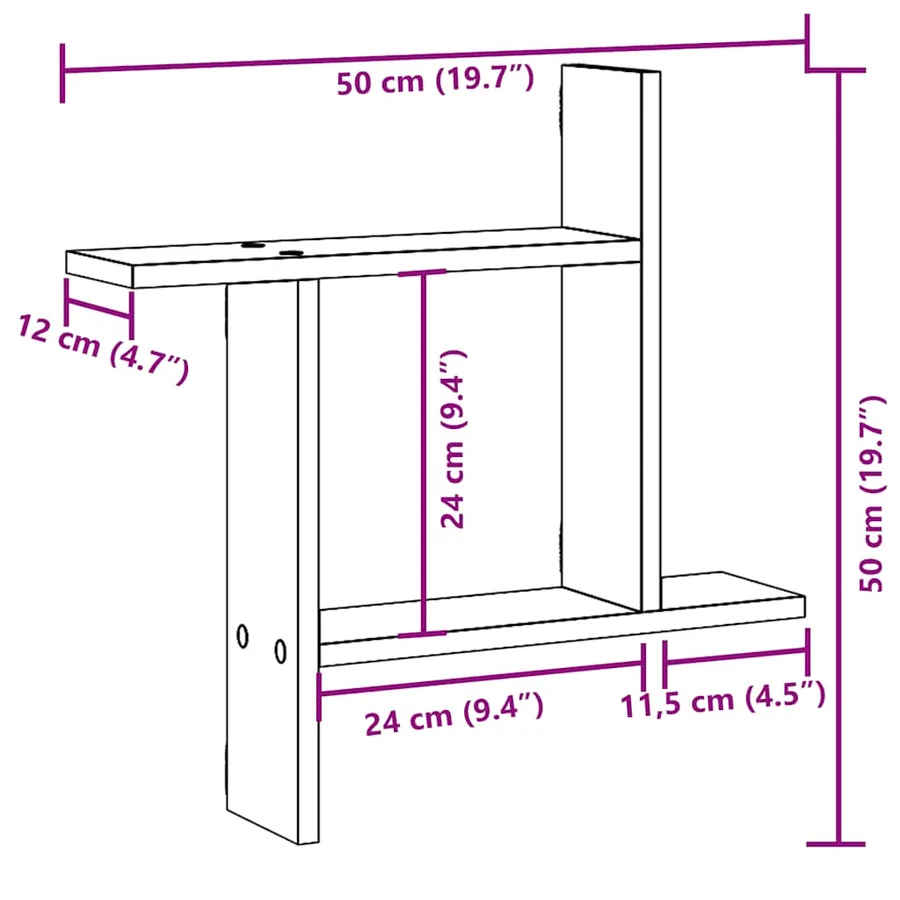 Étagères murales 2 pcs blanc 50x12x50 cm bois d'ingénierie - 12