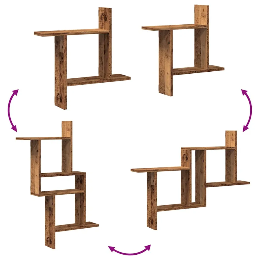Étagères murales 2 pcs vieux bois 50x12x50 cm bois d'ingénierie - 8