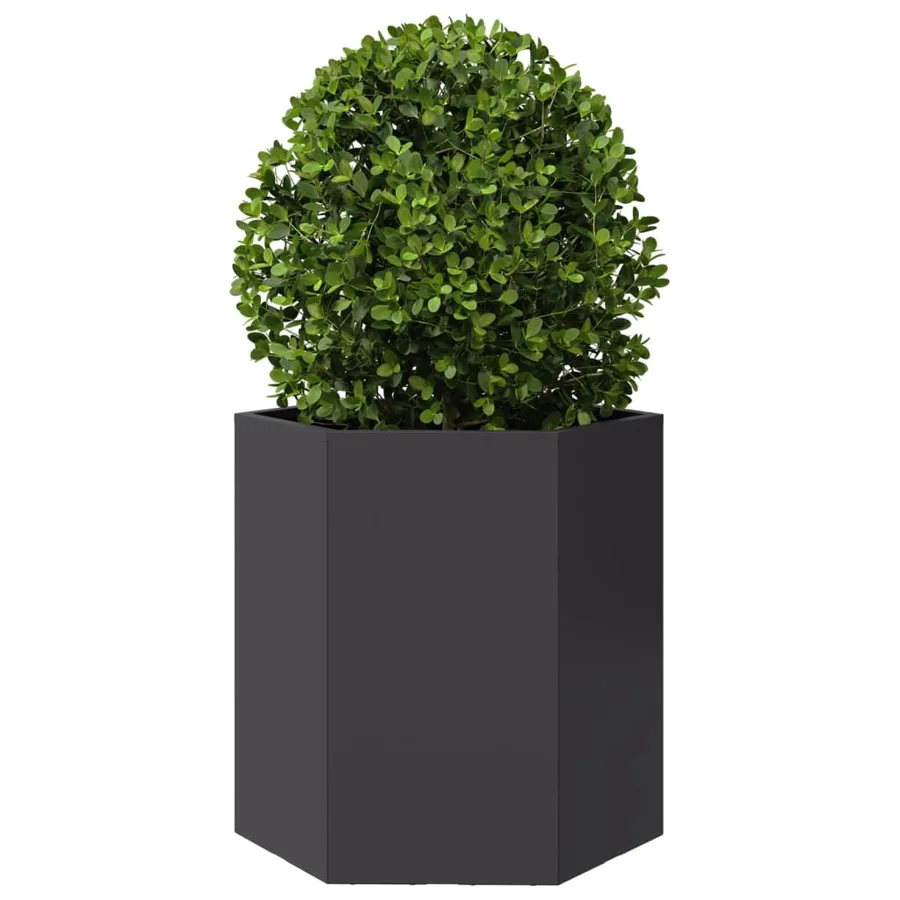Jardinière noir hexagone 46x40x45 cm acier - 3