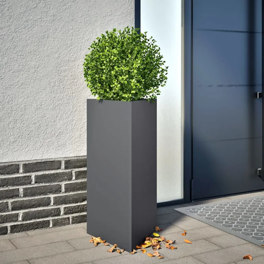 Jardinières 2 pcs anthracite triangulaire 40x34,5x75 cm acier