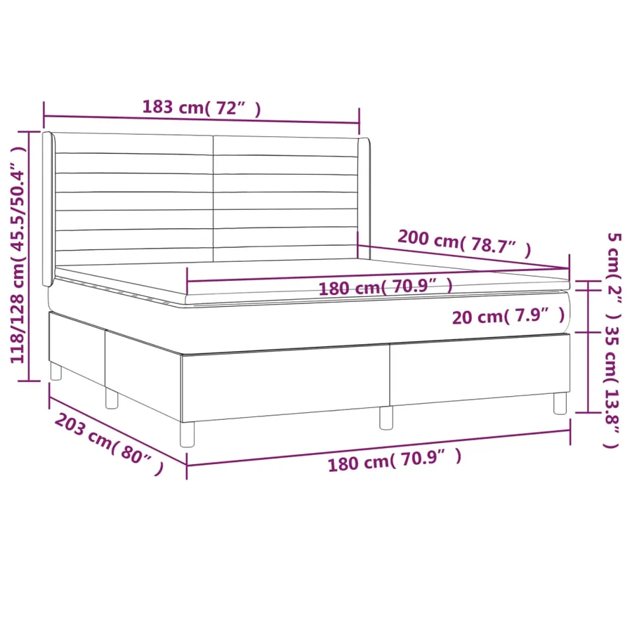 Sommier à lattes de lit matelas LED Gris clair 180x200 cm Tissu - 8