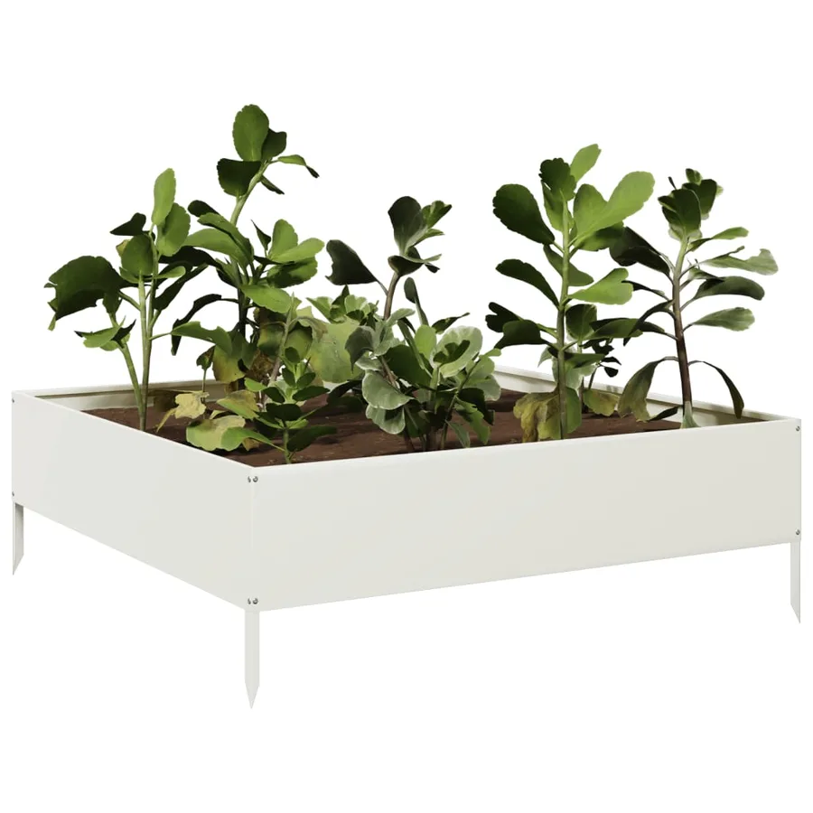 Lit surélevé de jardin blanc 100x100x33,5 cm acier - 3