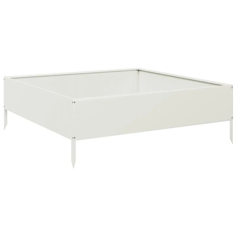 Lit surélevé de jardin blanc 100x100x33,5 cm acier - 6