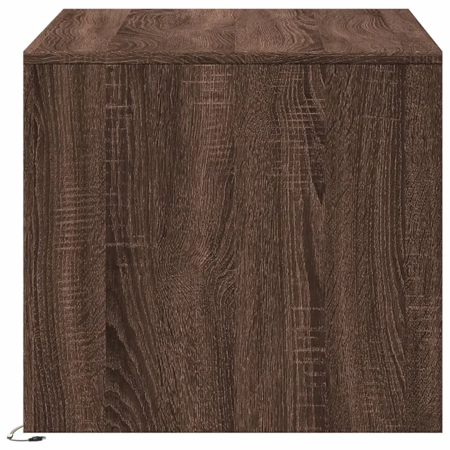 Table basse avec lumières LED chêne marron bois d'ingénierie - 7