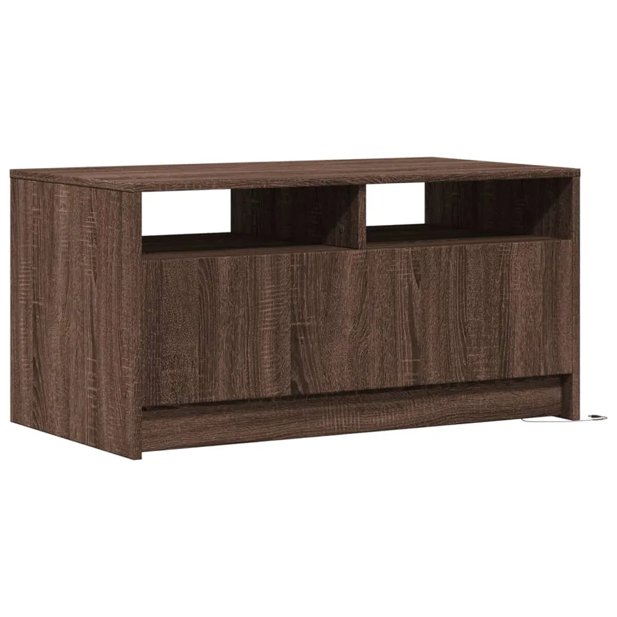 Table basse avec lumières LED chêne marron bois d'ingénierie - 8