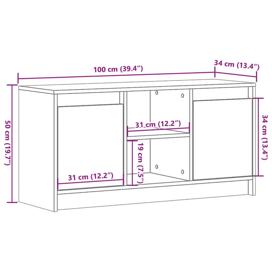 Meuble TV avec LED chêne sonoma 100x34x50 cm bois d'ingénierie - 14