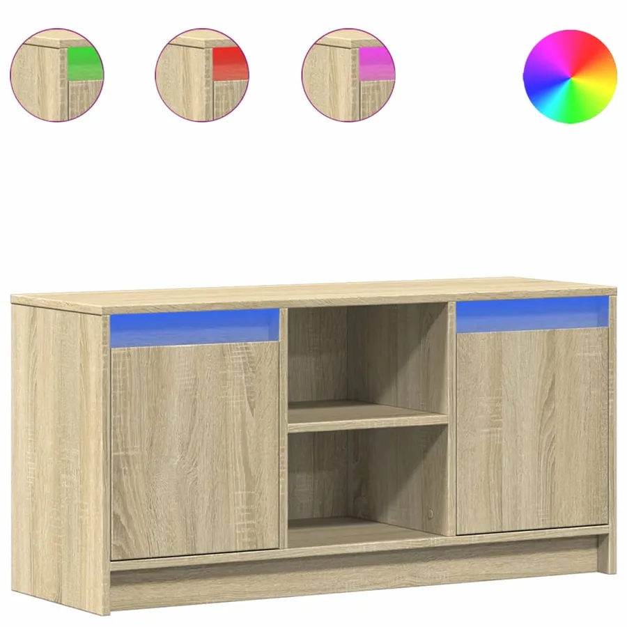 Meuble TV avec LED chêne sonoma 100x34x50 cm bois d'ingénierie - 2