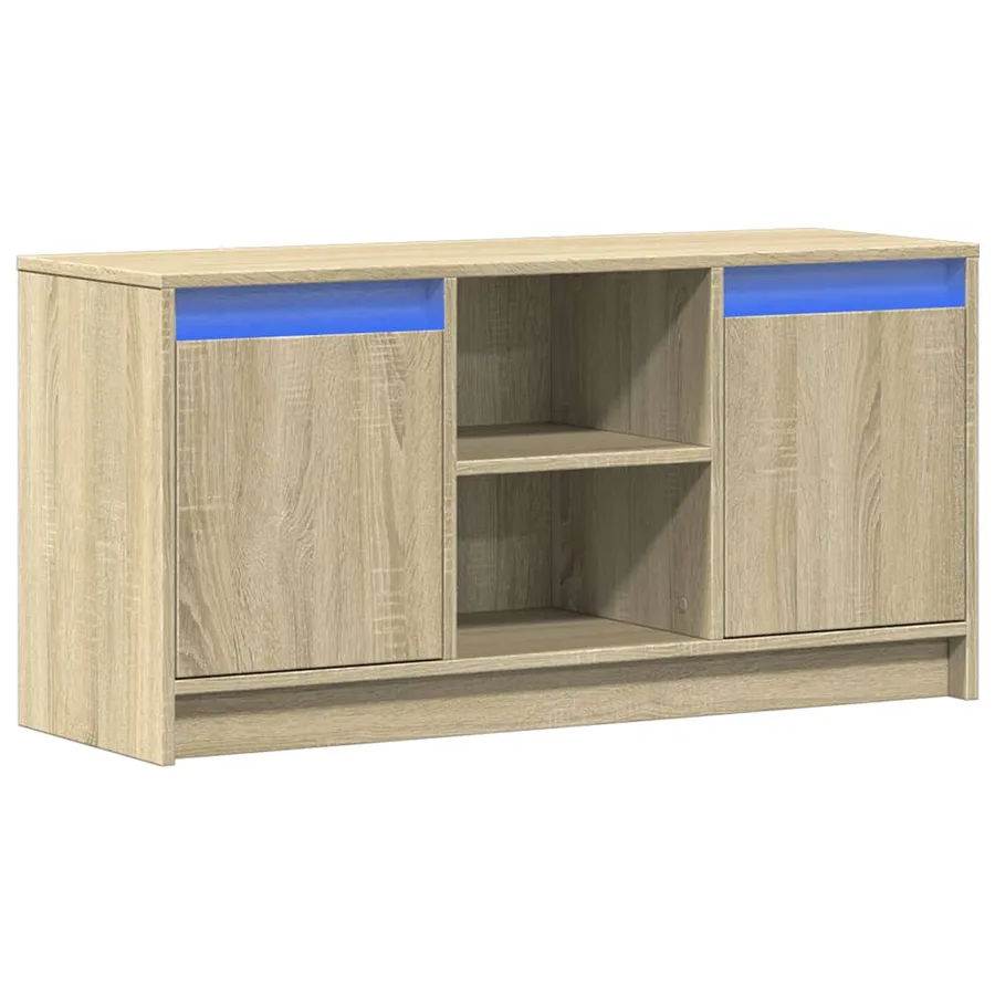 Meuble TV avec LED chêne sonoma 100x34x50 cm bois d'ingénierie - 3