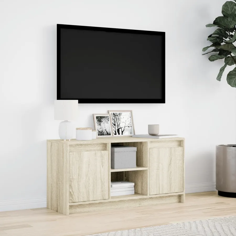 Meuble TV avec LED chêne sonoma 100x34x50 cm bois d'ingénierie - 4