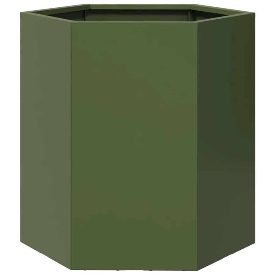 Jardinières 2 pcs vert olive hexagone 46x40x45 cm acier - 6
