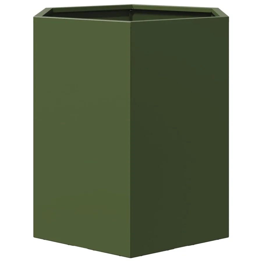 Jardinières 2 pcs vert olive hexagone 46x40x45 cm acier - 7
