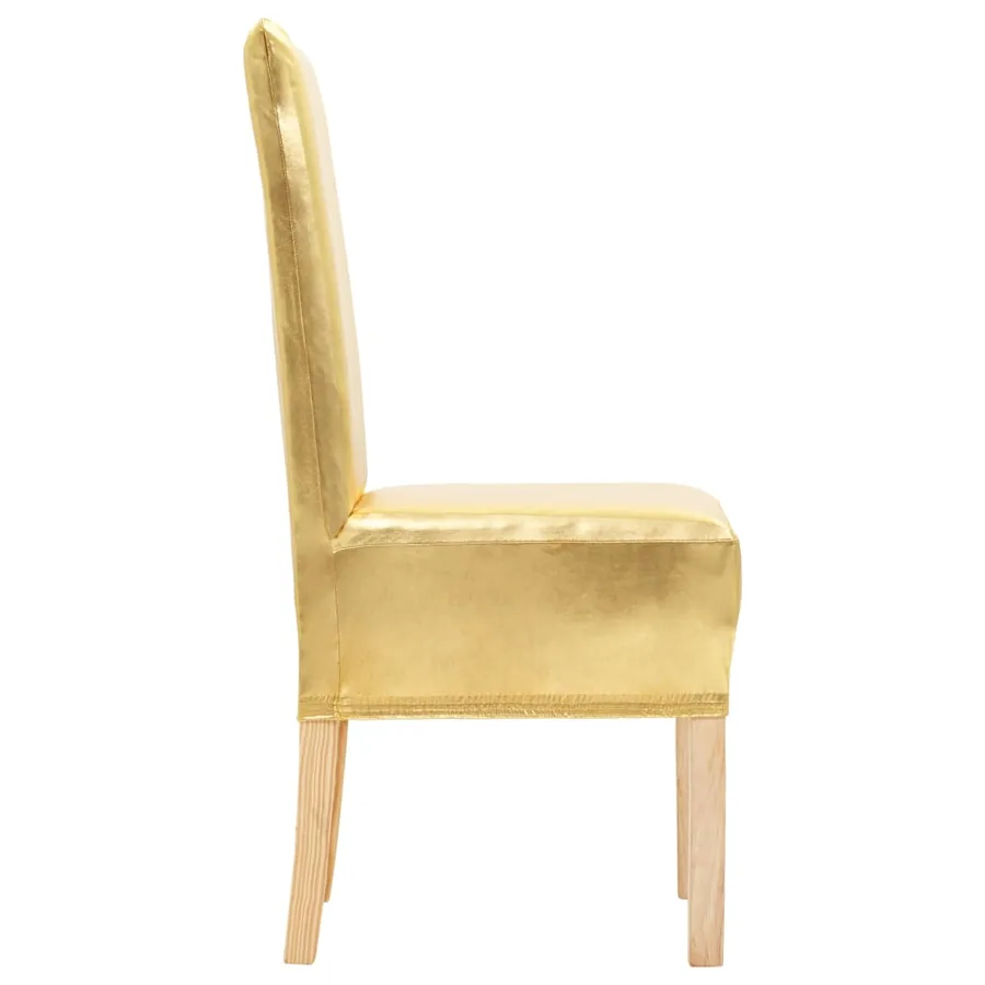 Housses extensibles de chaise droite 6 pcs Doré - 3