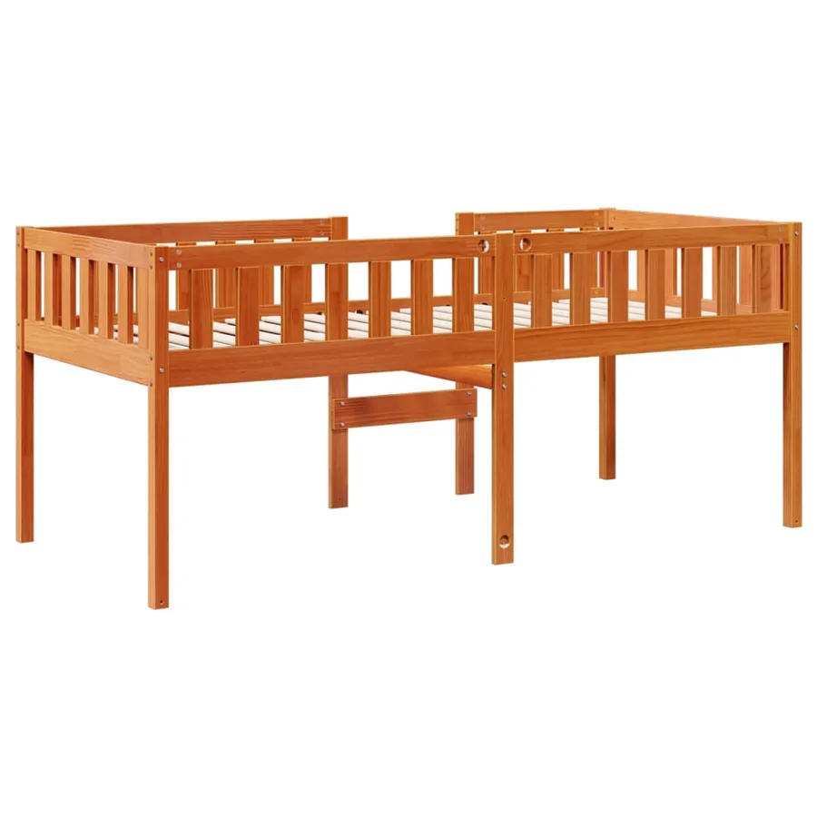 Lit pour enfants sans matelas cire marron 90x200 cm pin massif - 7
