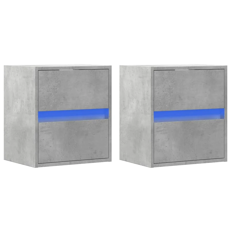 Meubles TV muraux et lumières LED 2 pcs gris béton 41x31x45 cm - 3