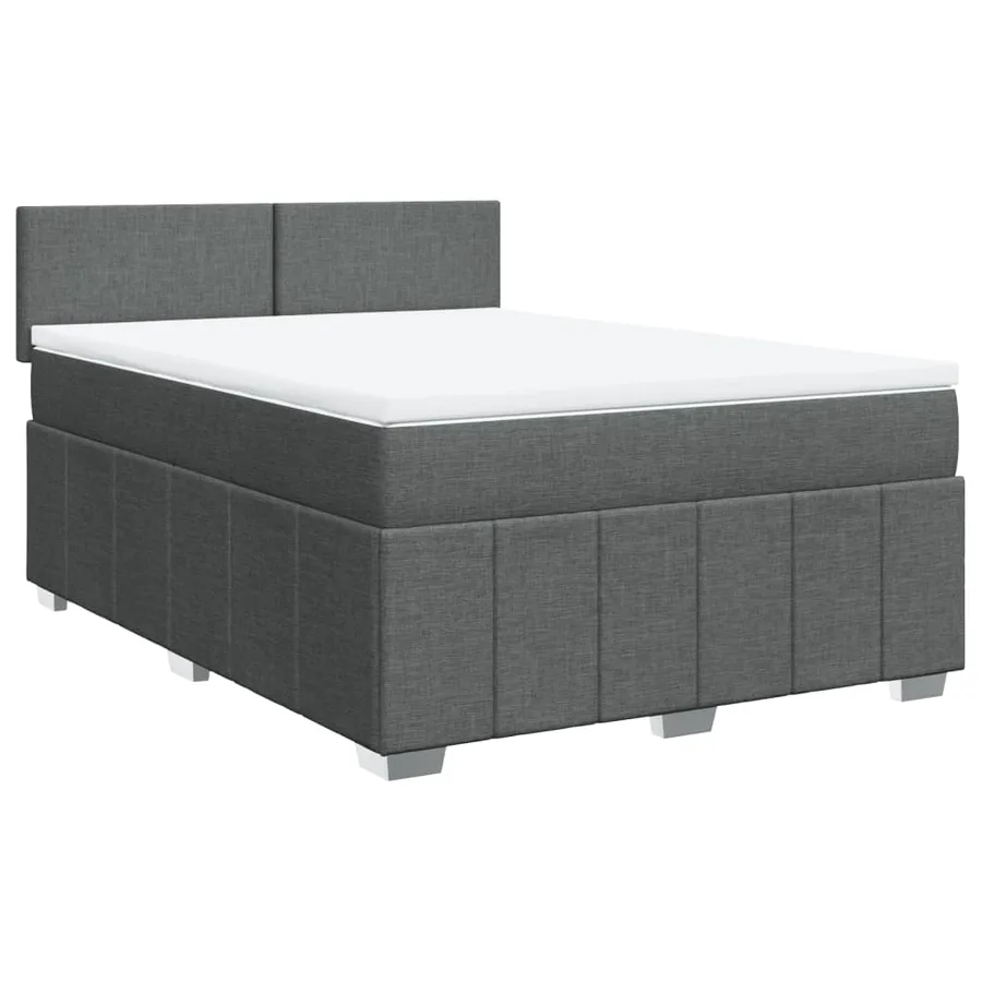 Sommier à lattes de lit avec matelas Gris foncé 160x200cm Tissu - 2
