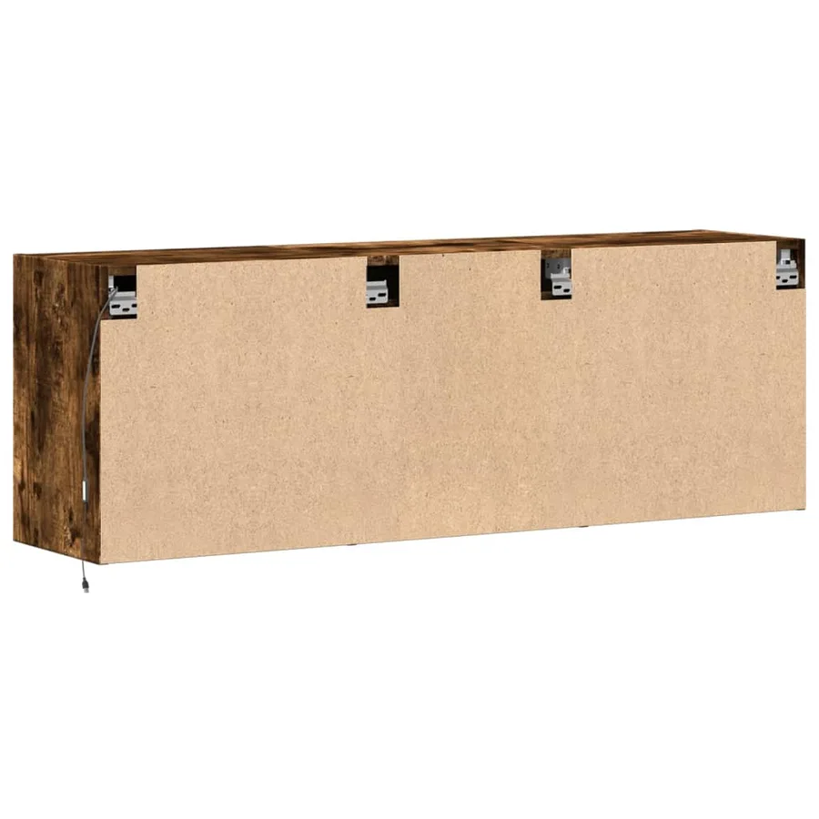 Meuble TV mural avec lumières LED chêne fumé 130x31x45 cm - 8