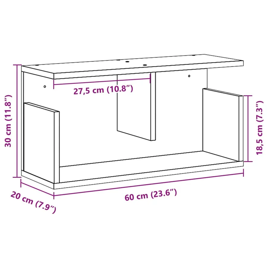 Armoire murale 60x20x30 cm noir bois d'ingénierie - 9