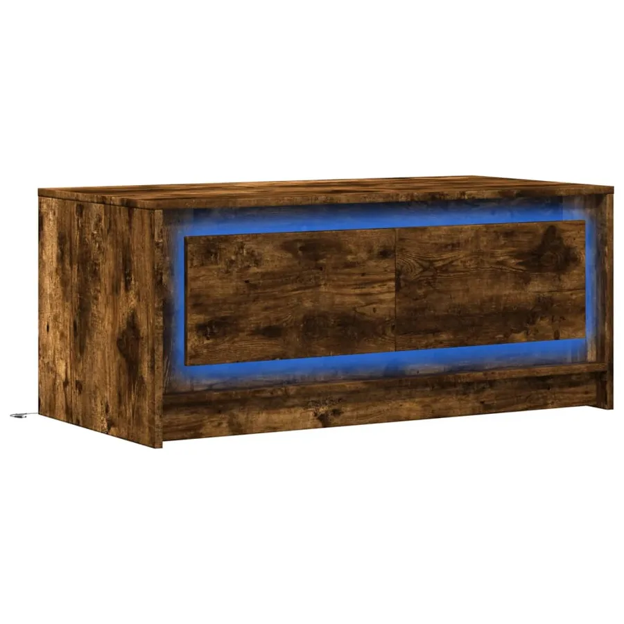Table basse avec lumières LED chêne fumé ois d'ingénierie - 3