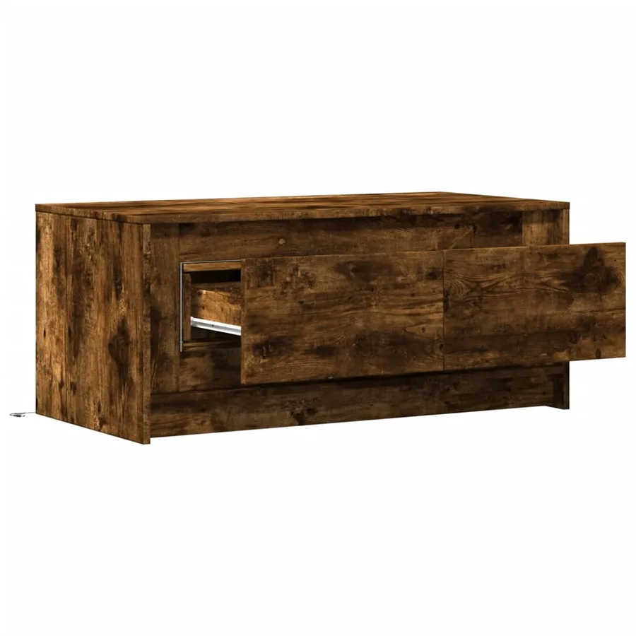 Table basse avec lumières LED chêne fumé ois d'ingénierie - 9