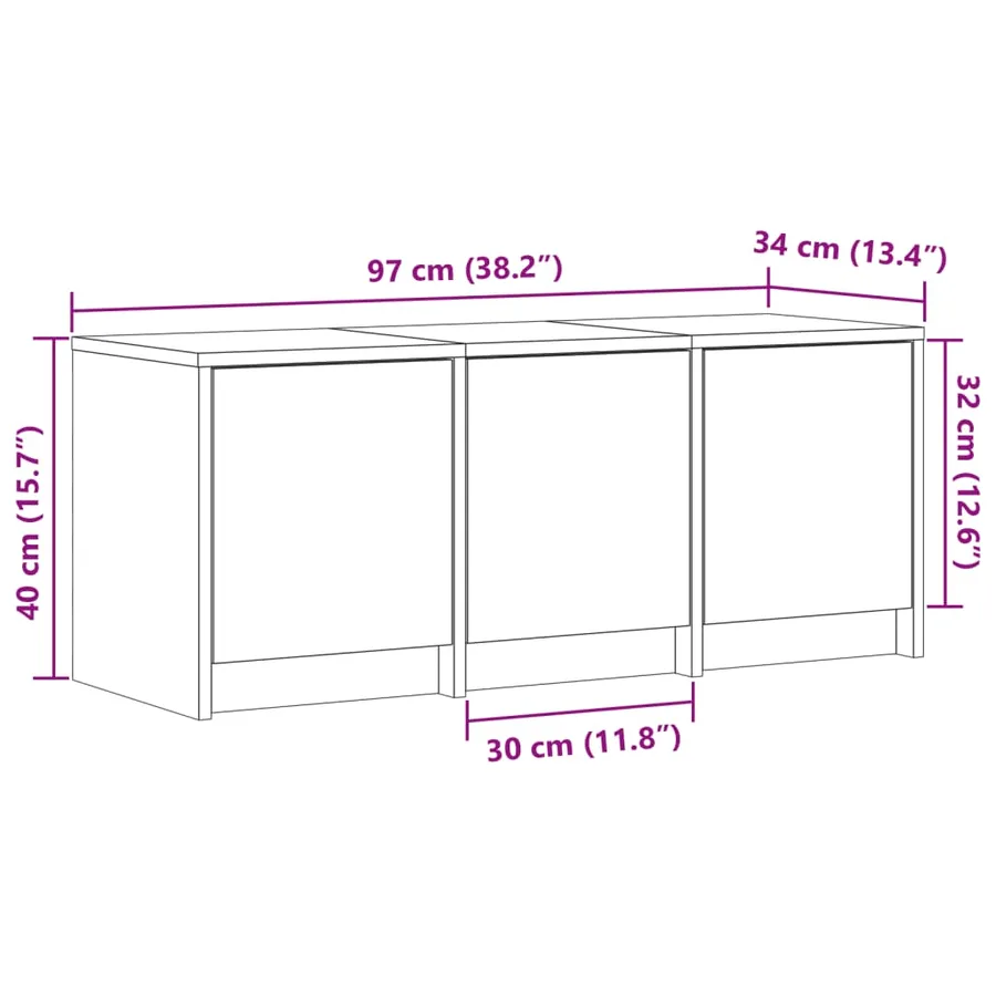 Meuble TV avec LED chêne sonoma 97x34x40 cm bois d'ingénierie - 14