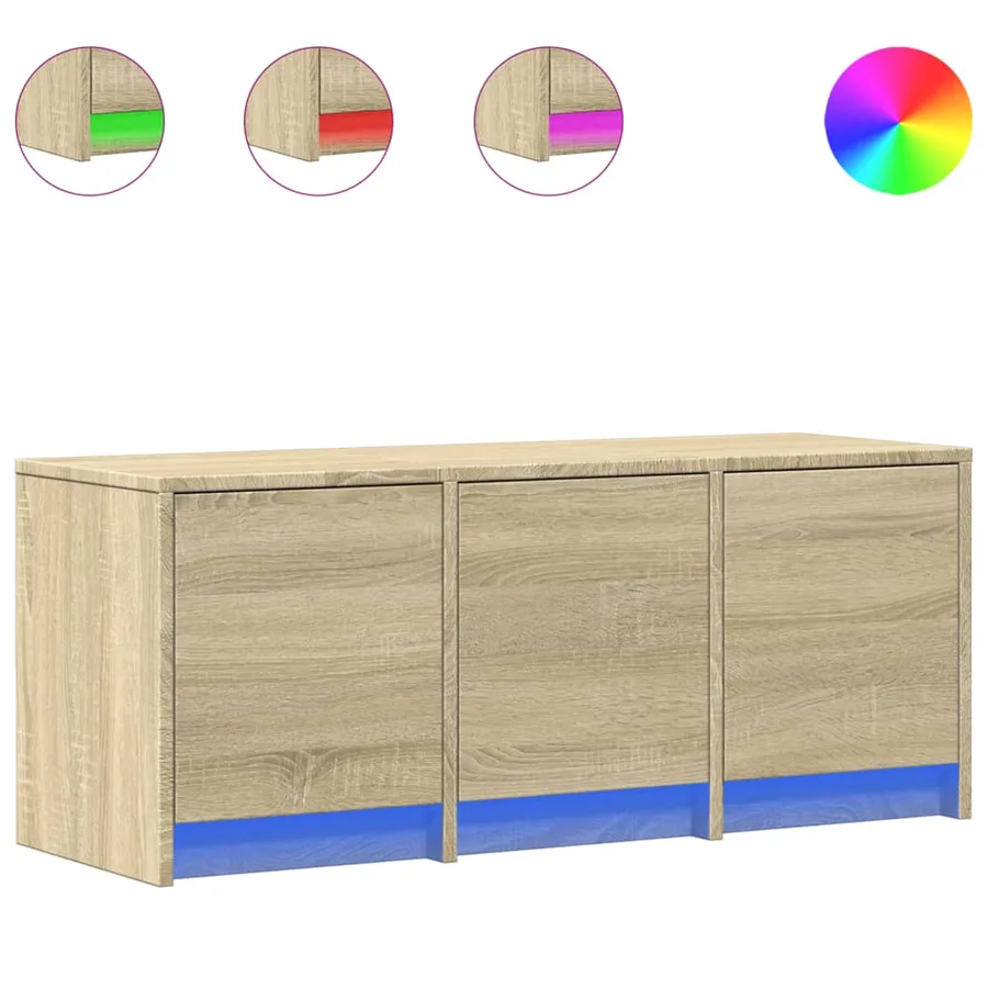 Meuble TV avec LED chêne sonoma 97x34x40 cm bois d'ingénierie - 2