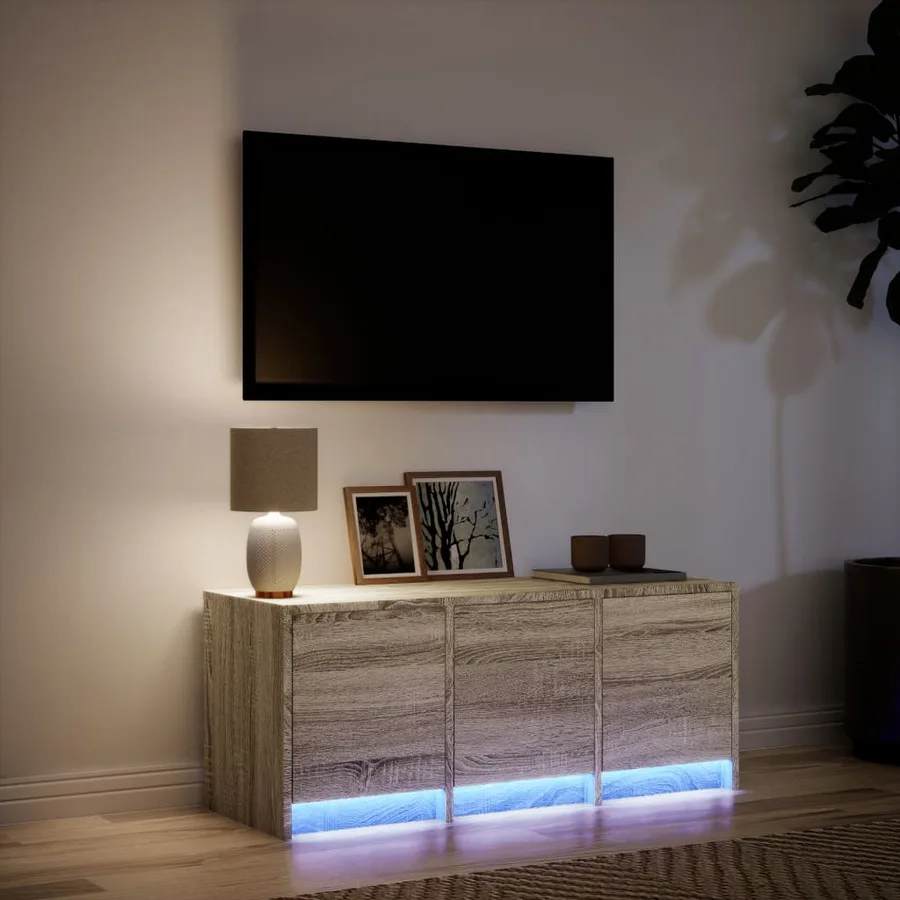 Meuble TV avec LED chêne sonoma 97x34x40 cm bois d'ingénierie - 4