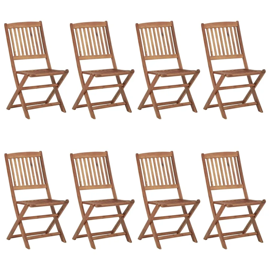 Chaises pliables de jardin lot de 8 avec coussins Bois d'acacia - 2