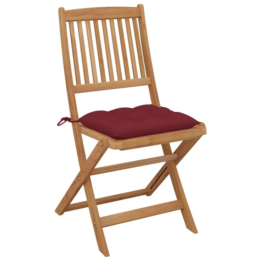 Chaises pliables de jardin lot de 8 avec coussins Bois d'acacia - 3