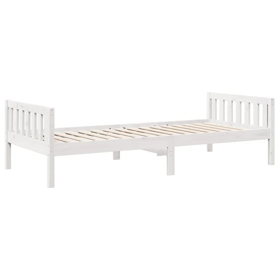 Lit pour enfants sans matelas blanc 75x190cm bois de pin massif - 7