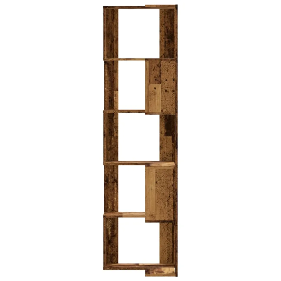 Bibliothèque d'angle à 5 niveaux vieux bois bois d'ingénierie - 4