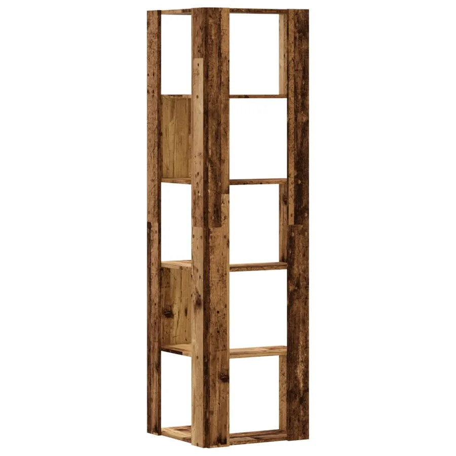 Bibliothèque d'angle à 5 niveaux vieux bois bois d'ingénierie - 6