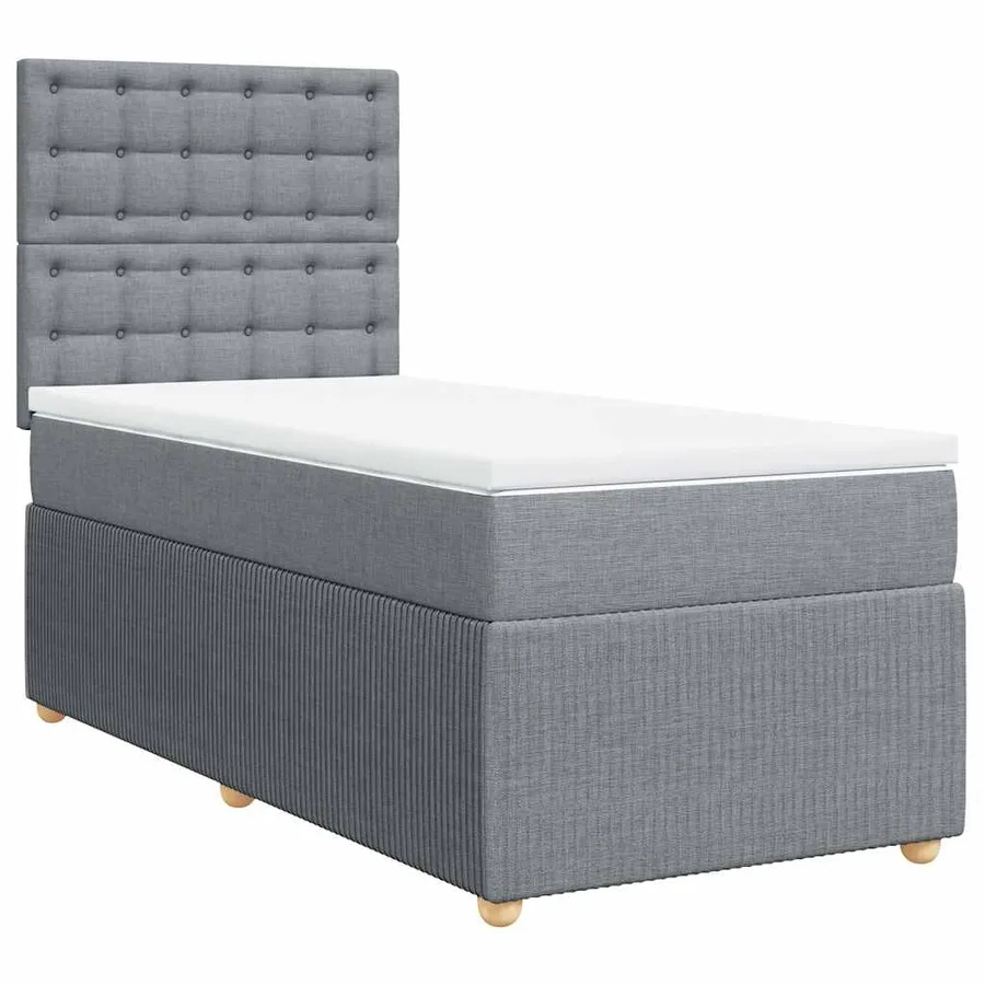 Sommier à lattes de lit avec matelas Gris clair 90x200 cm Tissu - 2