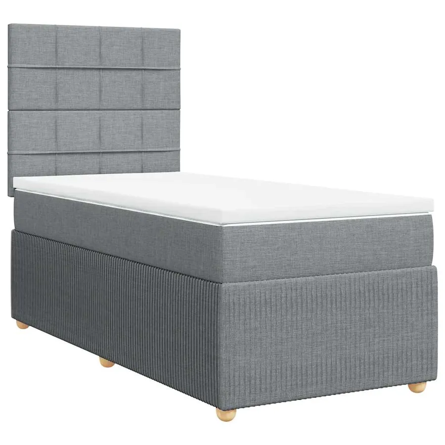 Sommier à lattes de lit avec matelas Gris clair 90x200 cm Tissu - 2