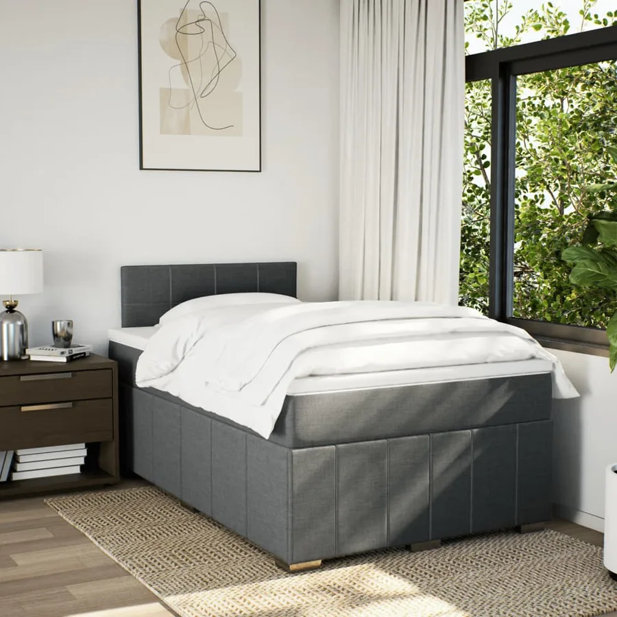 Sommier à lattes de lit avec matelas Gris foncé 120x200cm Tissu - 4