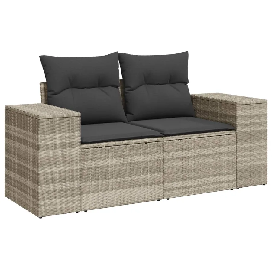Salon de jardin 6 pcs avec coussins gris clair résine tressée - 4