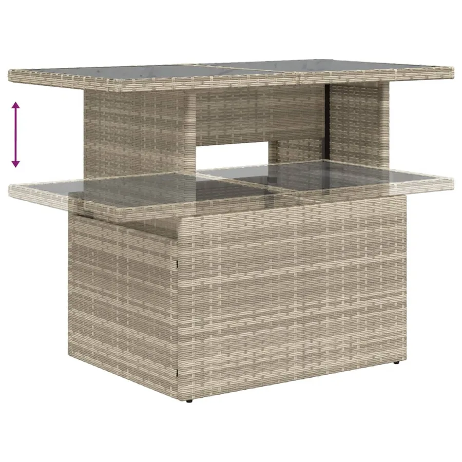 Salon de jardin avec coussins 7 pcs gris clair résine tressée - 7