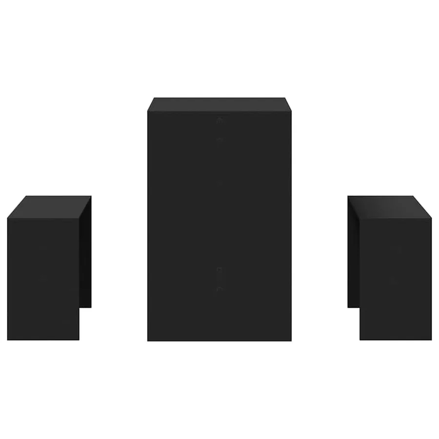 Ensemble table à manger et bancs 3 pcs noir bois d'ingénierie - 5