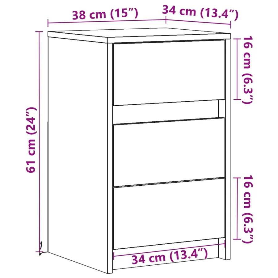 Armoire de chevet et lumières LED chêne marron bois ingénierie - 14