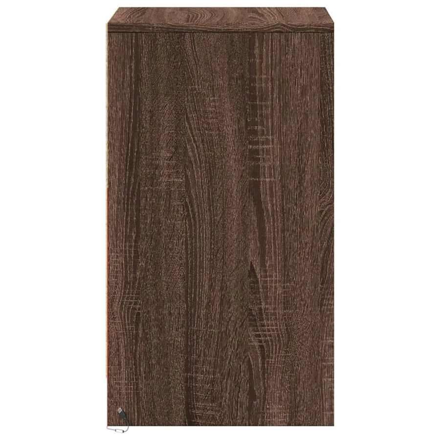 Armoire de chevet et lumières LED chêne marron bois ingénierie - 7